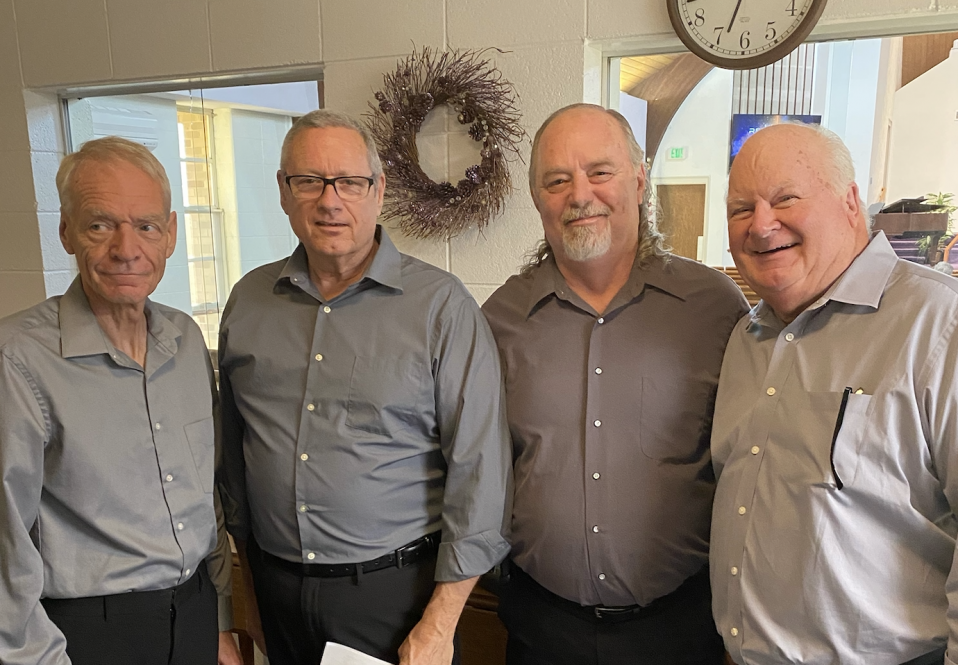 The meetings on opening night began with a beautiful song from Urbandale's very own quartet. From left to right: Ron Knapp, Rich Rowbatham, Rick Gilette, & Ben Jerzyk.