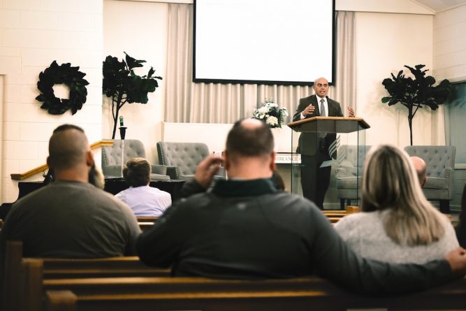 Community members also watch the series online. A URL link is made available for those unable to attend the in-person meetings. The Cadillac church is not unique in offering this service.